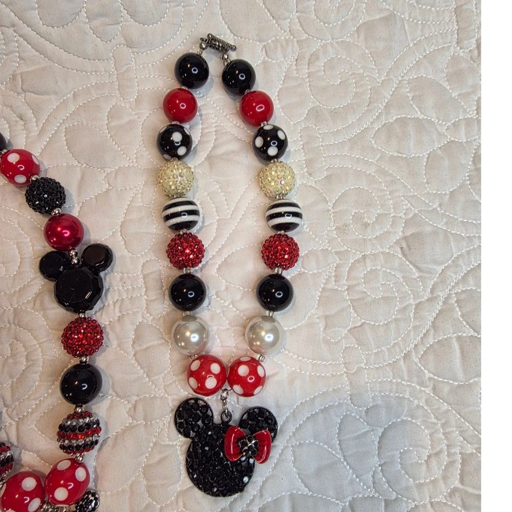 Minnie Mouse Necklace pair Disney vacation‎ Red Black White
